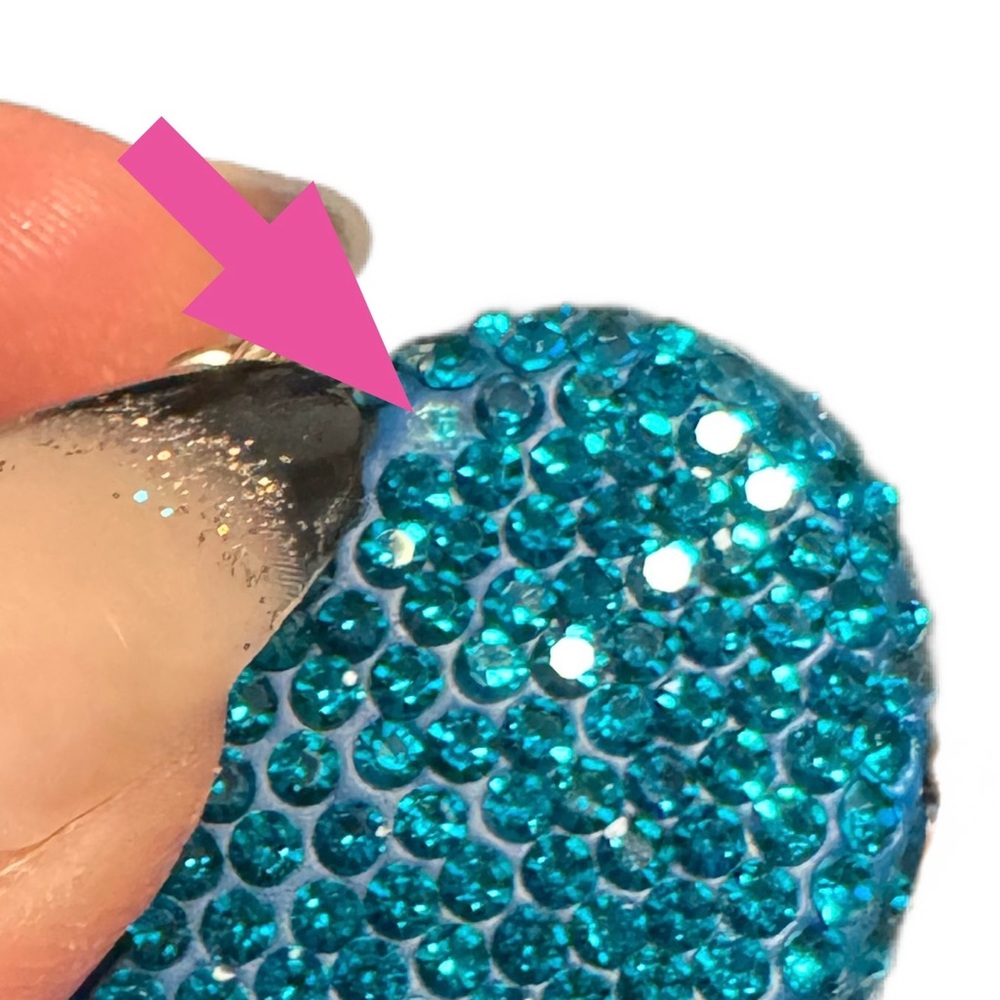 Blingy Gold and Blue Heart Bag Charm/ Bag Keychain - Picture 5 of 5